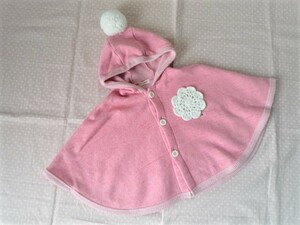 !KP knitted Planner woman . baby food attaching mantle cape pink free size! snowsuit pressure 1~2 times unused . close 