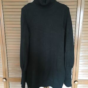 ハンドメイド 長袖ロングニット ハイネック