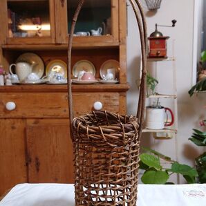 あけび 花籠 持ち手つき花かご びんさげ 花入れ 古道具 かごや