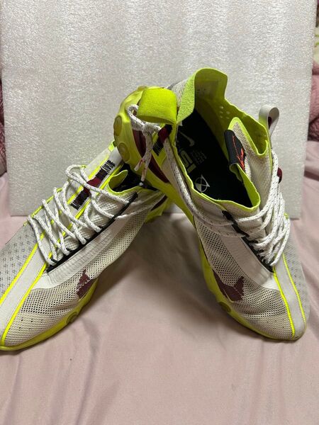 中古★NIKE REACT ISPA 薄灰/蛍光黄/濃赤 27.5cm ナイキ リアクト ISPA