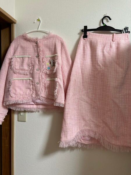 ピンクスカートスーツ セットアップ