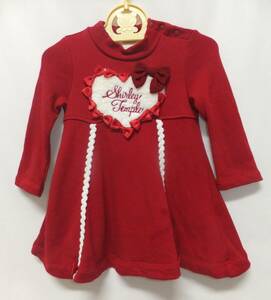 ◆シャーリーテンプル◆赤いハートとリボンのワンピース◆赤◆80サイズ◆USED美品◆ShirleyTemple◆ 