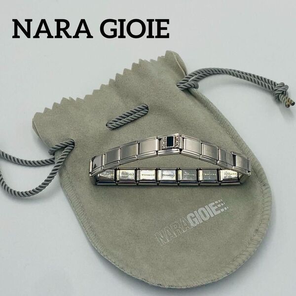 ★NARA GIOIE★ バングル 長方形ストーン MESSAGGIO シルバー