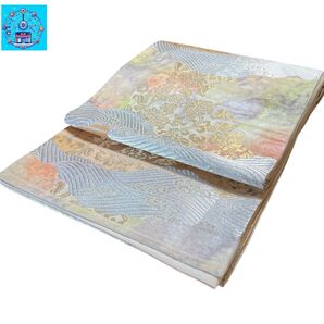 六通柄袋帯 雲取り紋様 金銀糸 シルバー系 黒留袖 色留袖 訪問着 礼装