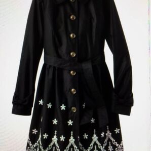 ★極美品♪プライベートレーベル 黒 刺繍コート Lサイズ★