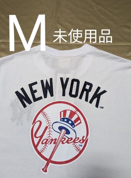 【未使用品】祝ワールドシリーズ・ニューヨークヤンキース●バックプリントTシャツ●Мサイズ●ホワイト