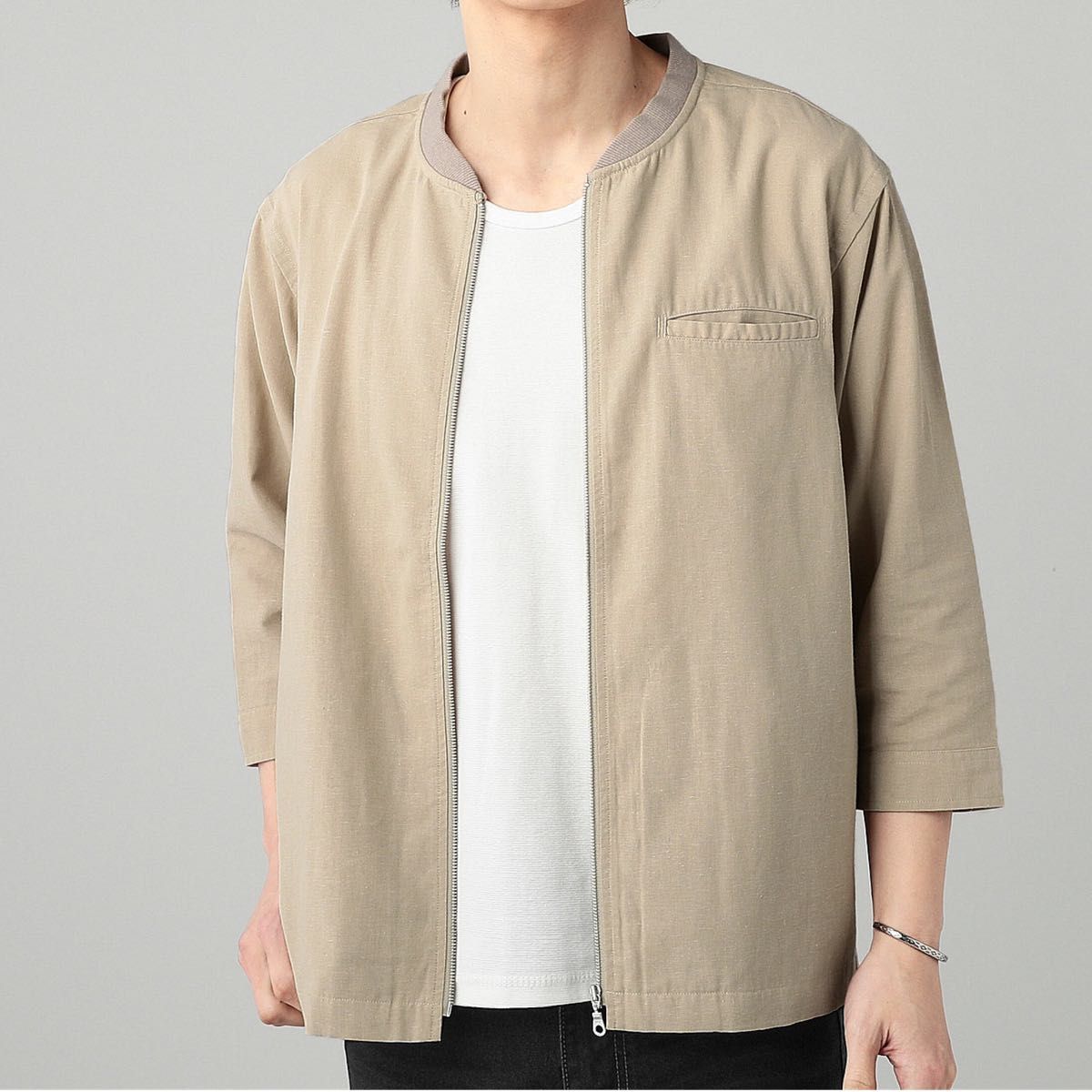 ZIPシャツ ALLOWED TO UNFOLD アロウド トゥ アンフォールド 半袖ジップアップジャケット ベージュ新品未使用