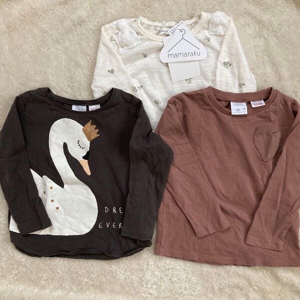 ZARA 長袖Tシャツ ロンT 2枚セット 2-3y 98cm+オマケ 未使用 ママラク 100cm
