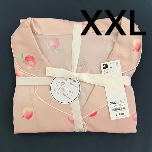 GU サテンパジャマ(半袖&ショートパンツ)(ピーチ) XXLサイズ