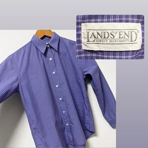 LANDS’END チェックシャツ パープル