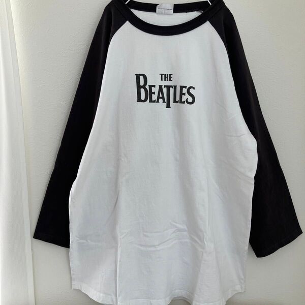 THE BEATLES フォト バック プリント ラグラン ロンT LL Tシャツ 長袖Tシャツ ホワイト 古着好きに