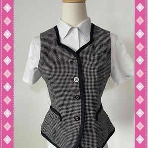 ※Cランク※【中古】ALPHAPIER_9号_ベスト(ツィードチェック)AR2878-2/アンジョア/かわいいOL制服/おしゃれ会社事務服