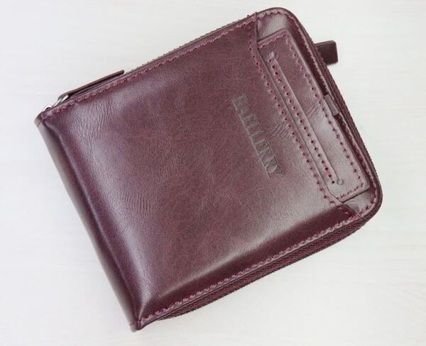 ラウンドファスナー財布、ウォレット メンズ財布 大人気 財布 ショット財布、 、定期入れ付き *新品*当日発送 (パープル色)