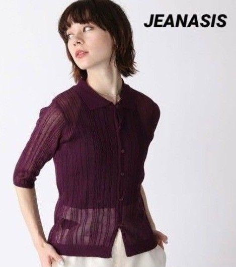 JEANASIS ジーナシス★五分袖ニット カーディガン★