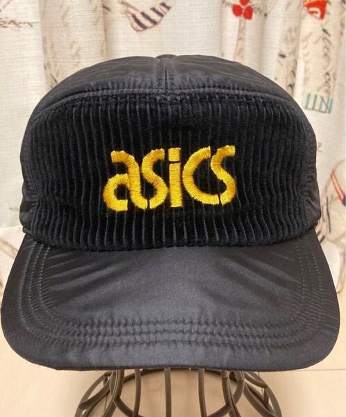 超希少!80 90年代 ASICS アシックス 耳あて付き キャップ ブラック 日本製