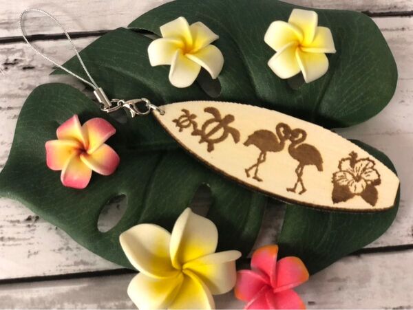 ハンドメイド ハワイアンストラップ フラミンゴ Hawaii ハイビスカス ホヌ