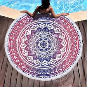 ビーチマット エスニック柄 大判 厚手 バスタオル レッド