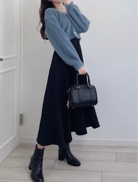 GRL グレイル スカート フレア ロング ブラック M キレイめ 秋 冬