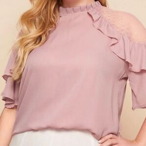 大きいサイズ トップス 4XL 水玉 ピンク