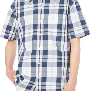 Amazon Essentials ポプリンシャツ レギュラーフィット 半袖 半袖シャツ チェック柄 シャツ