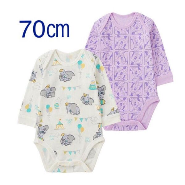【新品未使用】ユニクロベビー ディズニー クルーネックボディ(長袖・2枚組)70