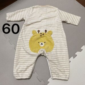 アカホン カバーオール ロンパース 長袖 ベビー服 ベビー 60 秋冬 新生児 キリン USED