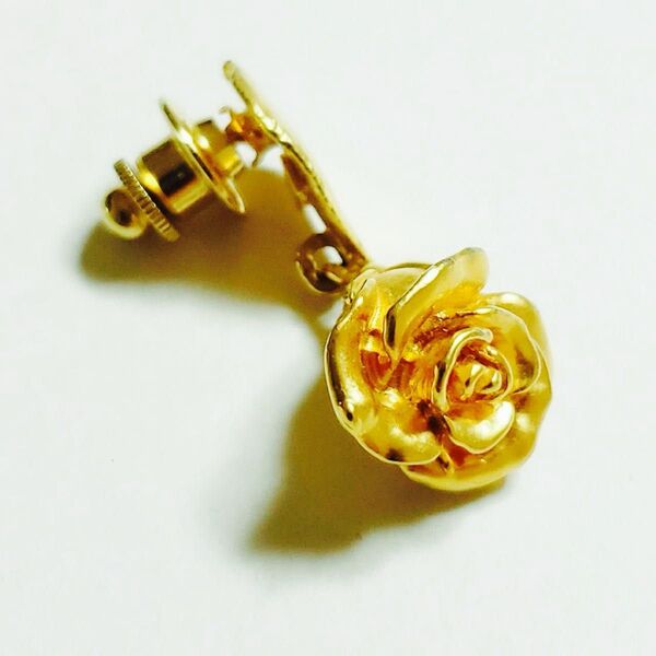 KENZO ケンゾー ピンブローチ ローズ 薔薇 アンティーク ゴールド色 ピンバッジ ネクタイピン タイピン アクセサリー