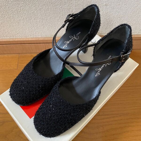 カネマツ 22cm パンプス ヒール 黒