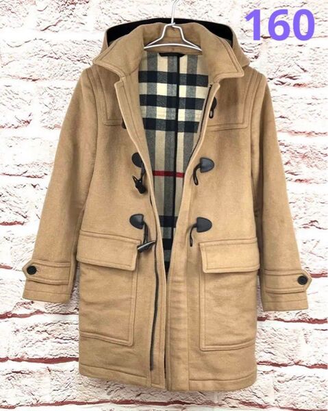 【美品】Burberry バーバリー ダッフルコート 牛革 ノバチェック 160 送料無料 匿名配送