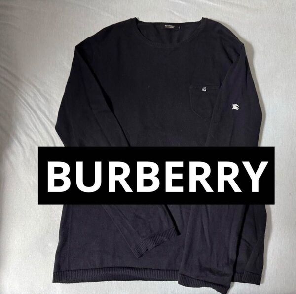 BURBERRYバーバリーニット黒ブラックLレディースウィメンズセーターコットン綿