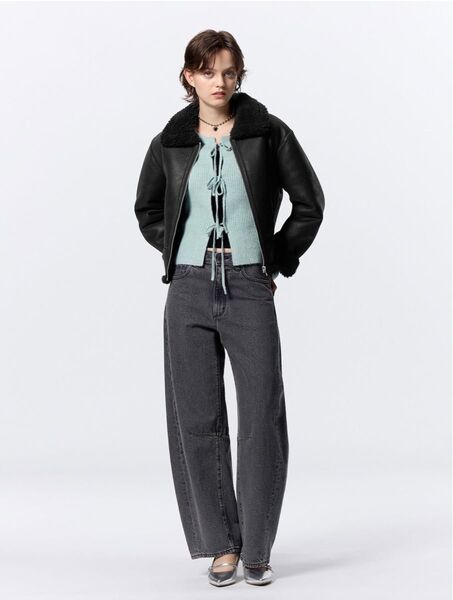 【美品】バレルレッグジーンズ GU 標準丈S