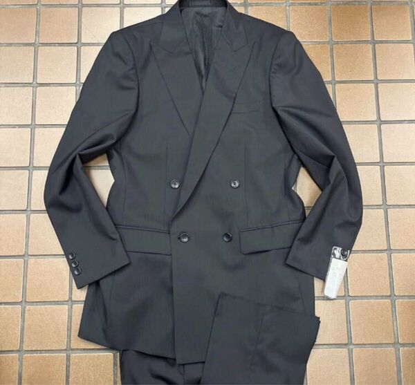新品 【サイズA5 M★NIKKE 礼服】4Bダブルスーツ メンズスーツ ノーベンツ 2タック アジャスター 喪服 冠婚葬祭