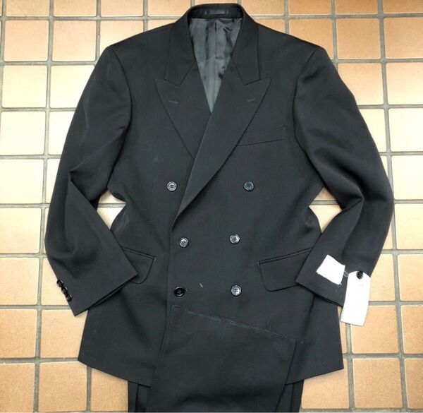 新品【サイズA4 S★人気の礼服】6Bダブルスーツ ブラックフォーマル 背抜き 冠婚葬祭 ウール100 喪服 セットアップ