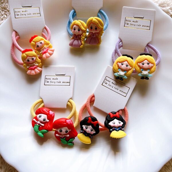 新品 キッズヘアゴム 10本セット 可愛い ディズニープリンセス ラプンツェル 白雪姫 アリエル