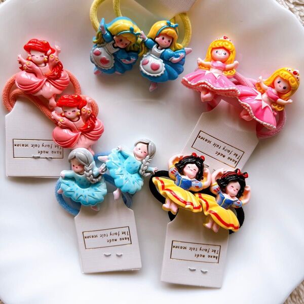 新品 キッズヘアゴム 10本セット 可愛い ディズニープリンセス バレエ アリス エルサ 白雪姫 オーロラ アリエル ダンス