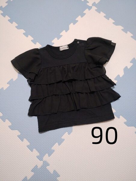 美品 ブランシェス シフォン半袖フリルTシャツ 90サイズ