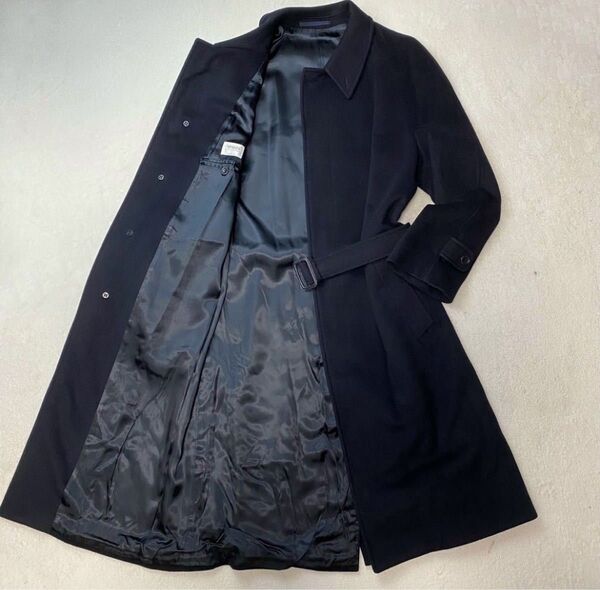 極美品 極上カシミヤ アルマーニコレッツォーニ ARMANI COLLEZIONI ロングステンカラーコート ベルト付