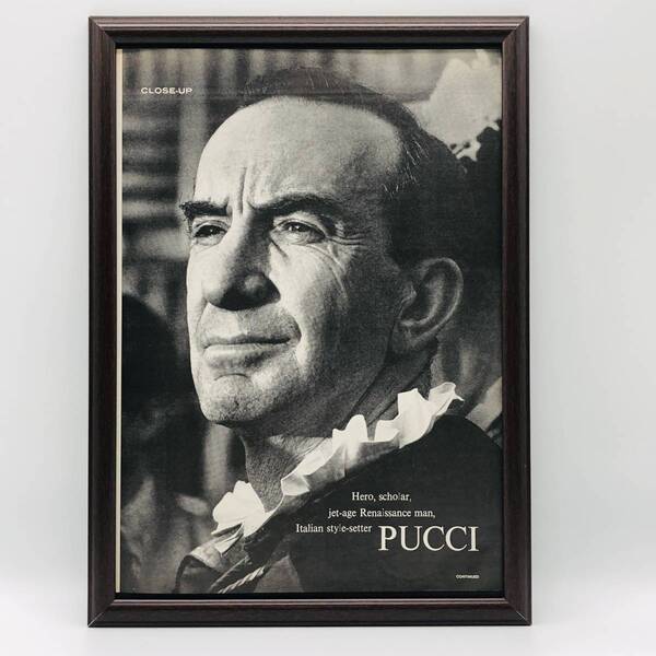 『 プッチ 』ビンテージ 広告 60年代 フレーム 付 ポスター 当時物 額付 LIFE 雑誌 アンティーク PUCCI