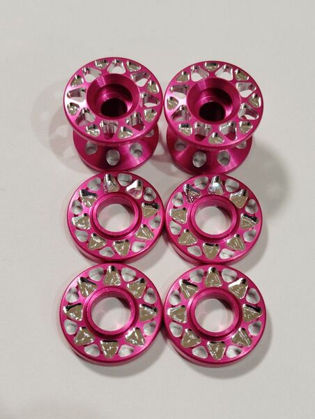 加工ローラー 13mm 13-12 2段 ピンク マシニング CNC加工 15437 15398 タミヤ ミニ四駆 軽量化 8