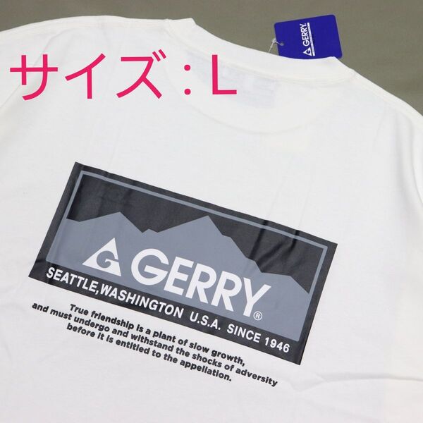 GERRY メンズ カジュアル オーバーサイズ 半袖 Tシャツ 白 (Lサイズ) ※83※1277
