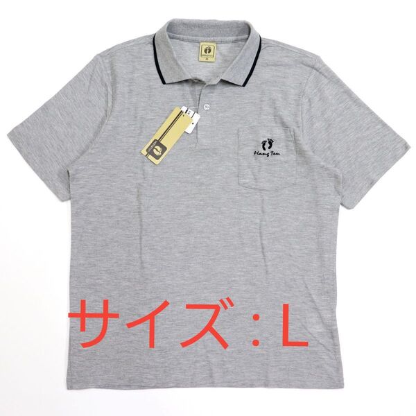 HANGTEN ゴルフ メンズ シンプル 半袖 ポロシャツ 灰 (Lサイズ) ※85※1278