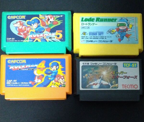 ファミコン ソフト4本セット(ロックマン4・5 ロードランナー スーパースターフォース)