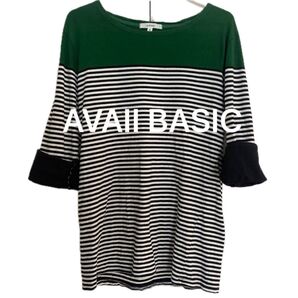 avail basic アベイル ベーシック七分袖ボーダーシャツ tシャツ M