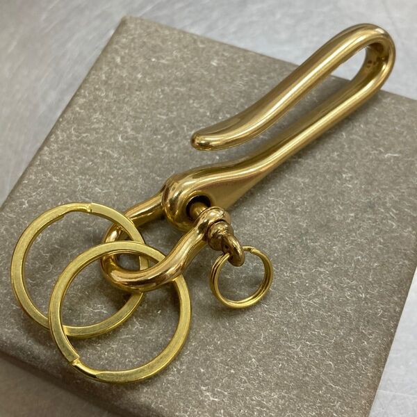 真鍮製カラビナ シンプル キーフック 真鍮キーリング ヴィンテージ