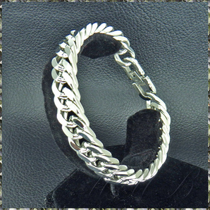 [BRACELET] Stainless Steel Square シャイニング ミラー ポリッシュ フィニッシュ ダブル 4面喜平チェーン ブレスレット 10x210mm (44g)の画像2