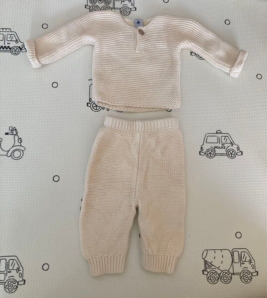 美品 値下げしました プチバトー トップス パンツ 2点セット セットアップ コットンニット