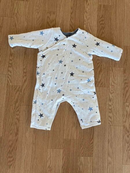 美品 プチバトー 厚手 あったか ロンパース カバーオール