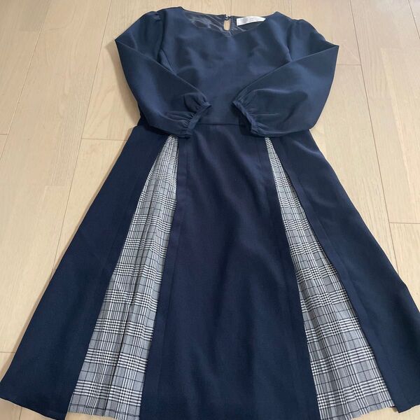 トッコクローゼット ワンピース 紺 ネイビー チェック リボン