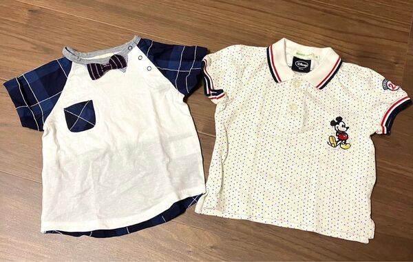 ミッキーマウス ポロシャツ 2点セット (ボウタイ付きTシャツ)未使用あり 半袖