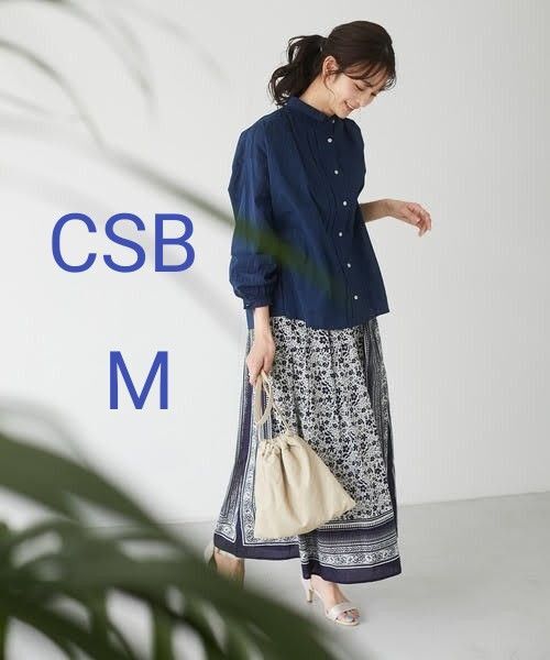 CRAFT STANDARD BOUTIQUE パネル柄小花スカート FREE ネイビー×アイボリー